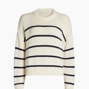 Jenni Kayne Chloe Cotton sweater, ivory & black stripe, XS
